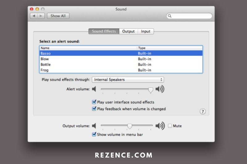 Select Sound from the System Preferences menu. You should now be in the Sound Effects section.