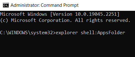 Type explorer shell;AppsFolder in the command prompt window
