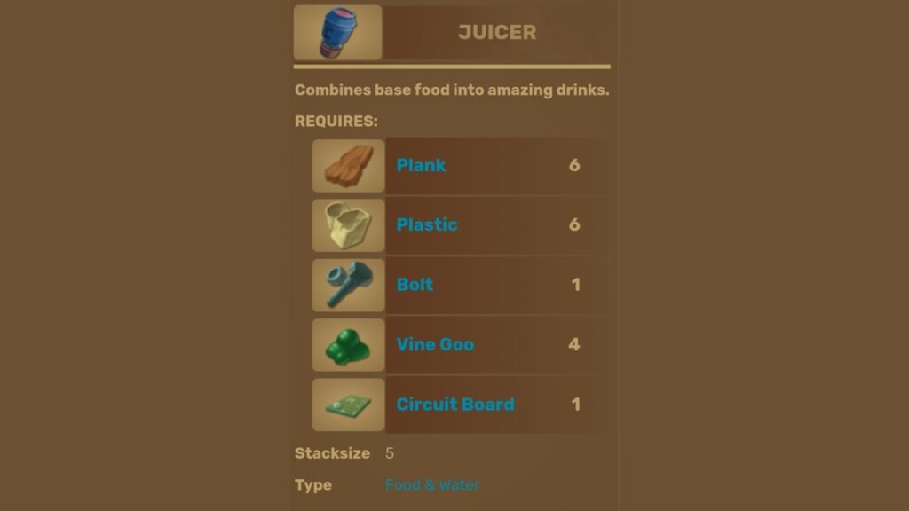 All Juicer Recipes in Raft